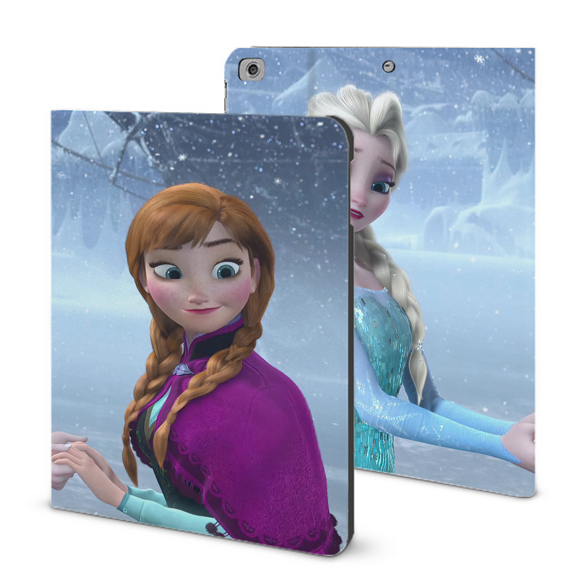 （画像用） アナと雪の女王 アンナ エルサ Frozen Anna Elsa IPad ケース ブック型 PUレザー TPU 耐衝撃 軽量 薄型 ペン収納なし 全面保護 IPad 各モデル対応